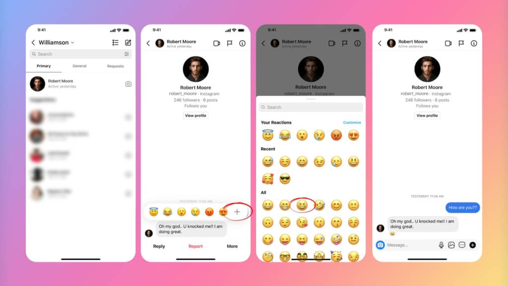 React to Instagram Messages With Emojis