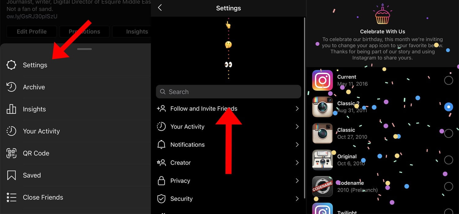 Change Instagram icon