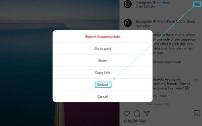 What does Embed mean on Instagram?