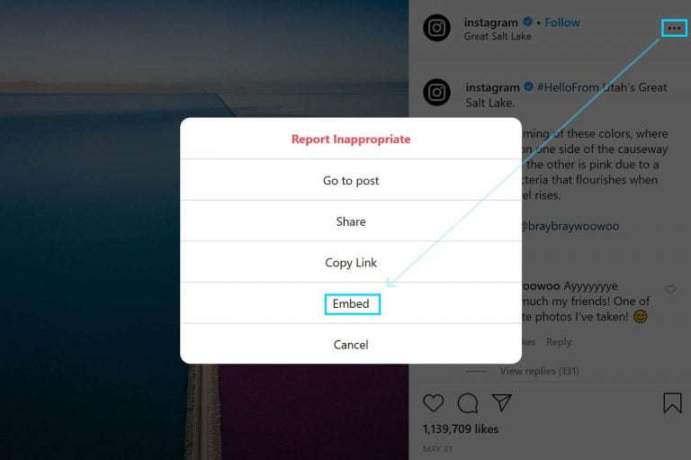 What does embed mean on instagram