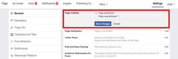 select the page publish option and save changes 