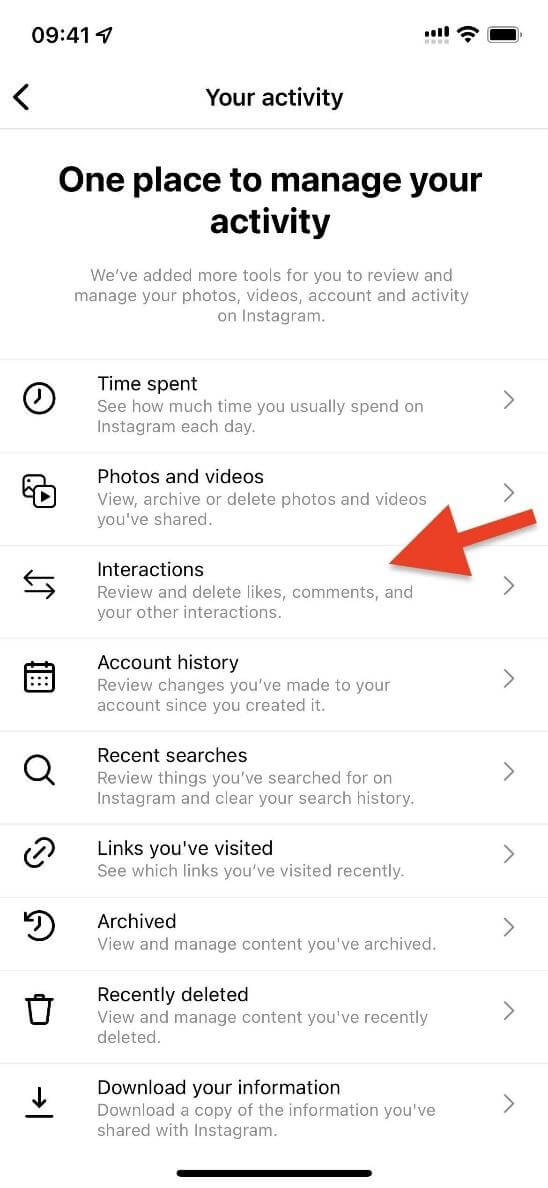 “Interactions” from the Your Activity Tab