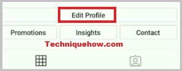 Instagram Edit Profile option.