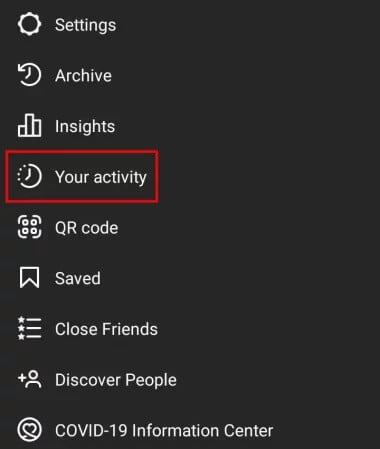 Then from the menu, select your activity.