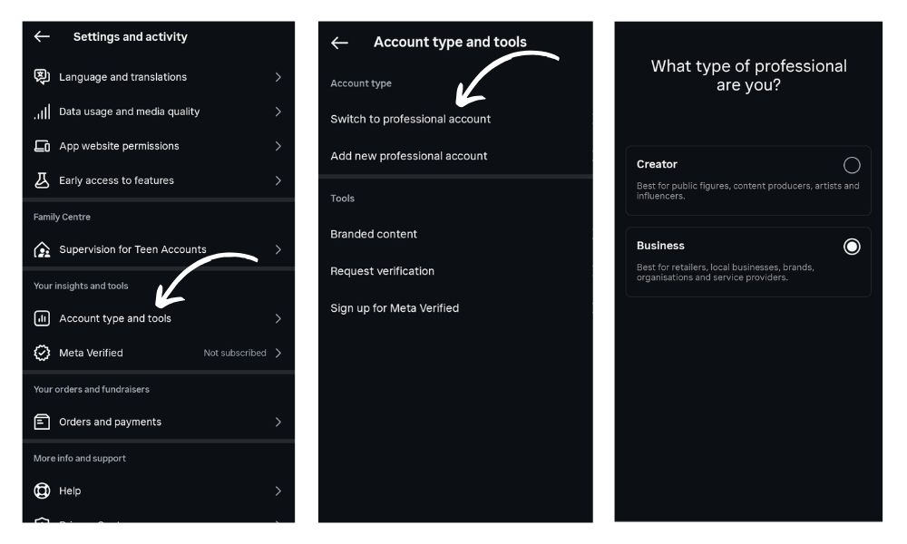 Switch to a Professional Account