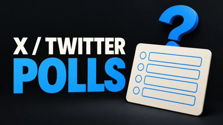 X and Twitter polls illustrated with a question mark and four empty answer choices.